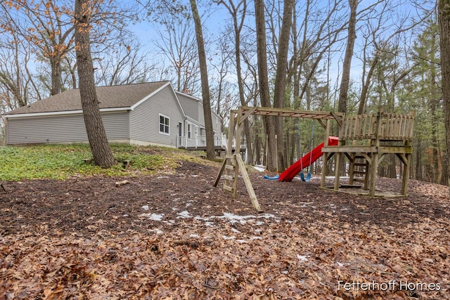 view of yard featuring a playground