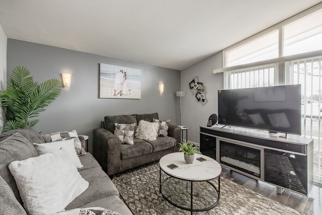 living area featuring wood finished floors