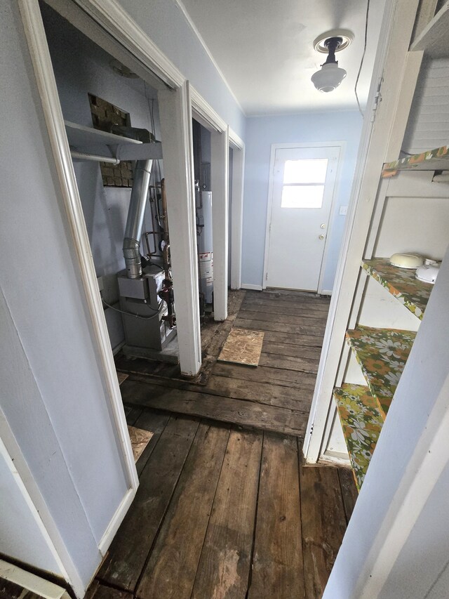 7993 Church Rd, Grosse Ile, MI 48138 - hall with gas water heater and hardwood / wood-style floors
