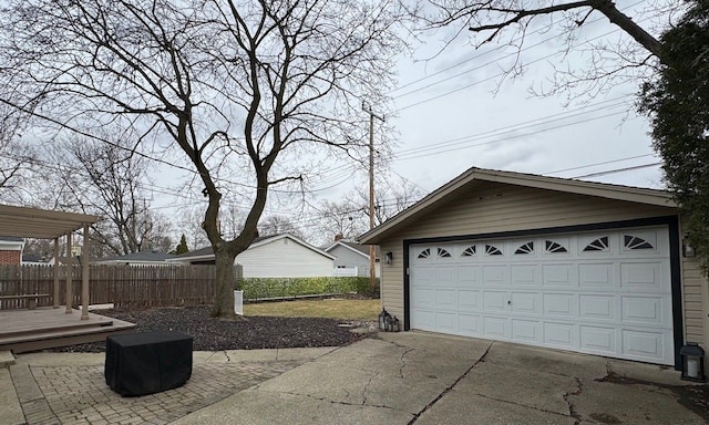 detached garage with fence