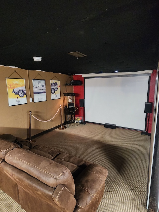 cinema room with carpet floors