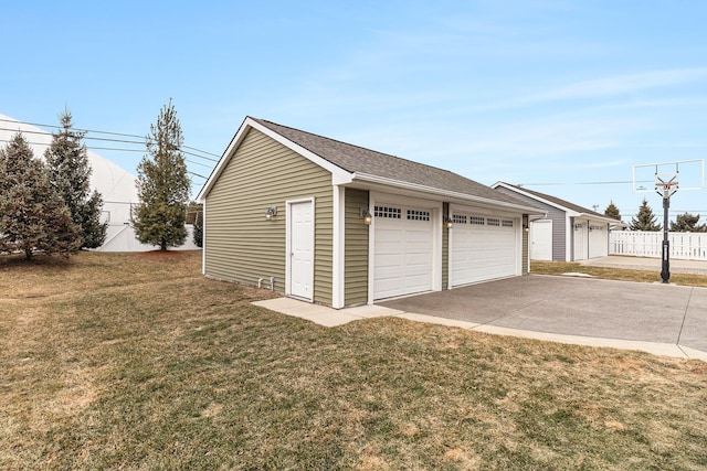 detached garage with fence