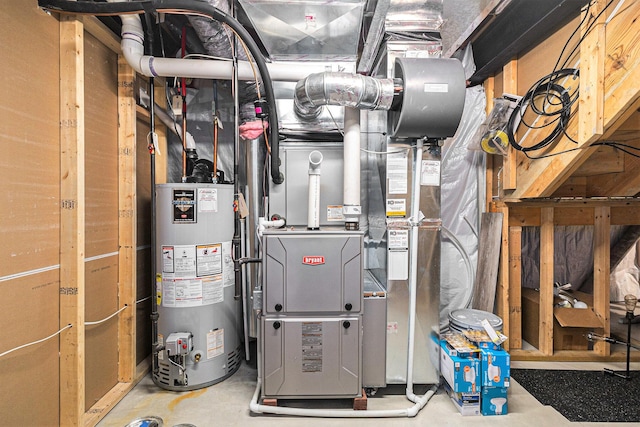 utility room featuring gas water heater