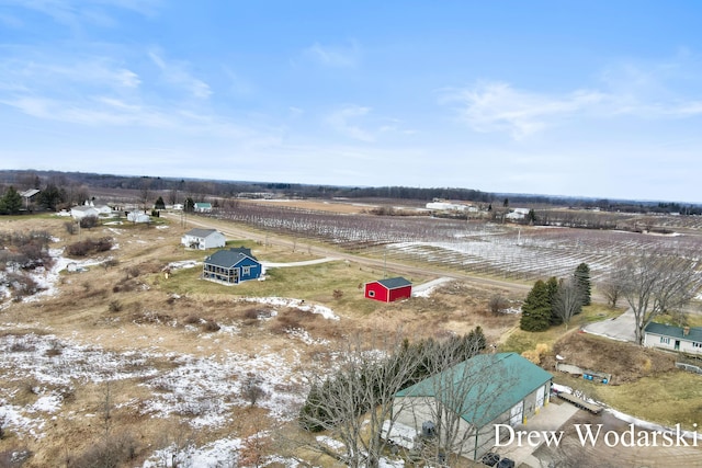 aerial view featuring a rural view