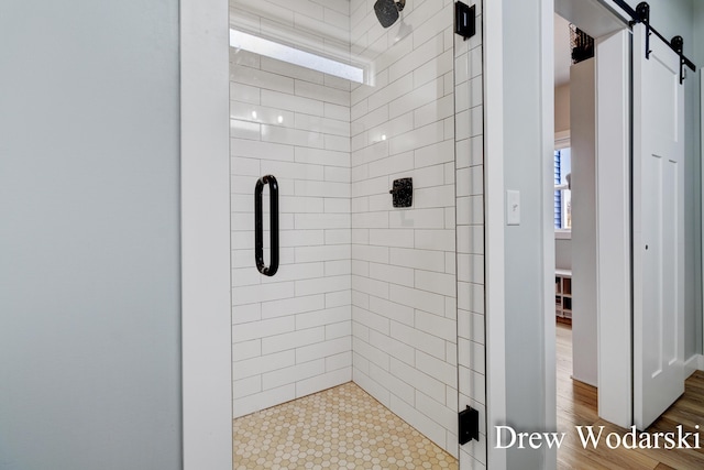 bathroom featuring a stall shower