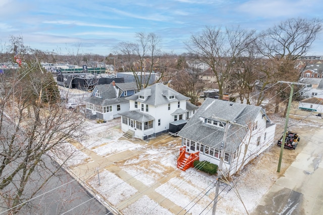 birds eye view of property with a residential view