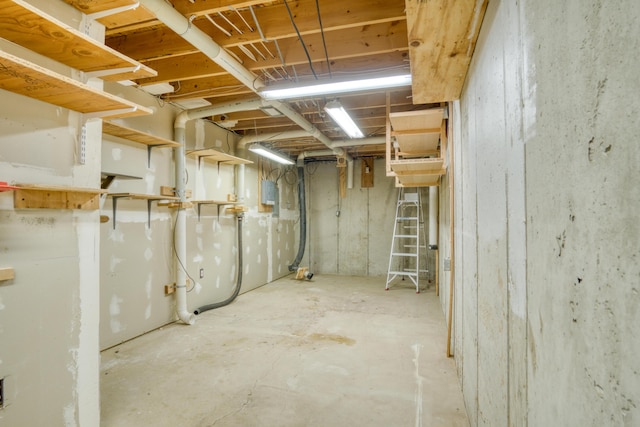 unfinished basement with electric panel