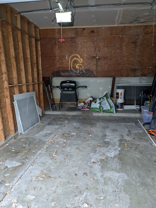 garage with a garage door opener