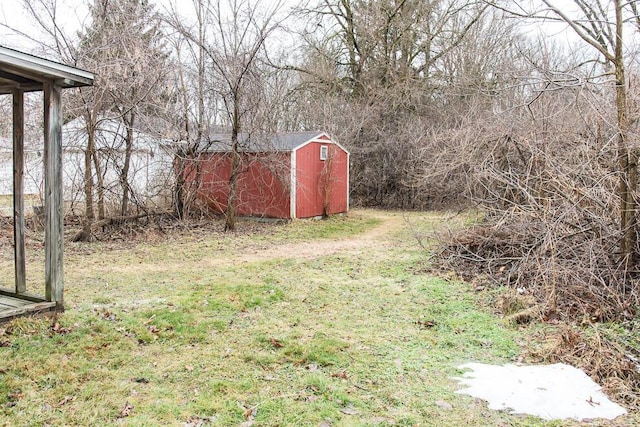 view of yard with a storage unit and an outdoor structure