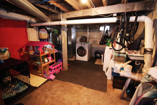 below grade area with washer / clothes dryer