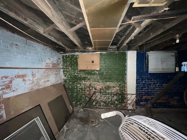 3674 Mount Elliott St, Detroit, MI 48207 - unfinished below grade area with brick wall