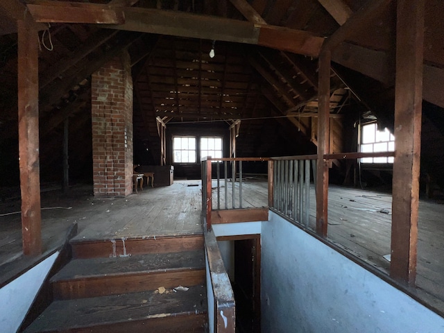 3674 Mount Elliott St, Detroit, MI 48207 - unfinished attic featuring an upstairs landing
