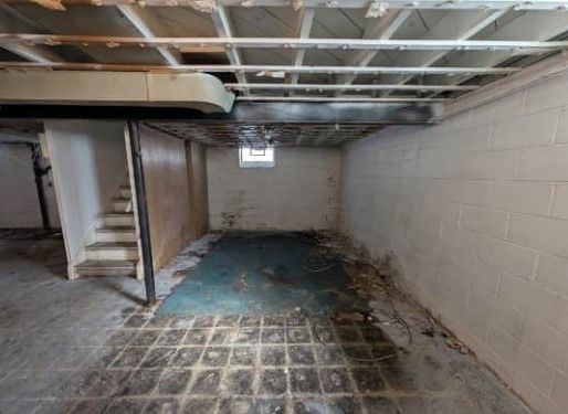 below grade area with stairway