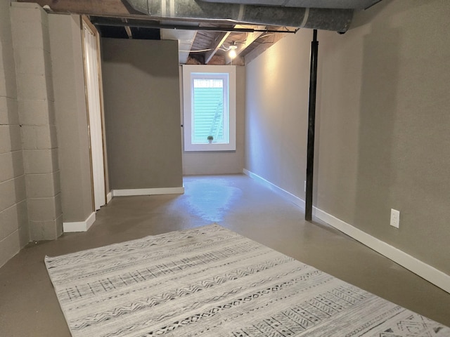 below grade area with baseboards