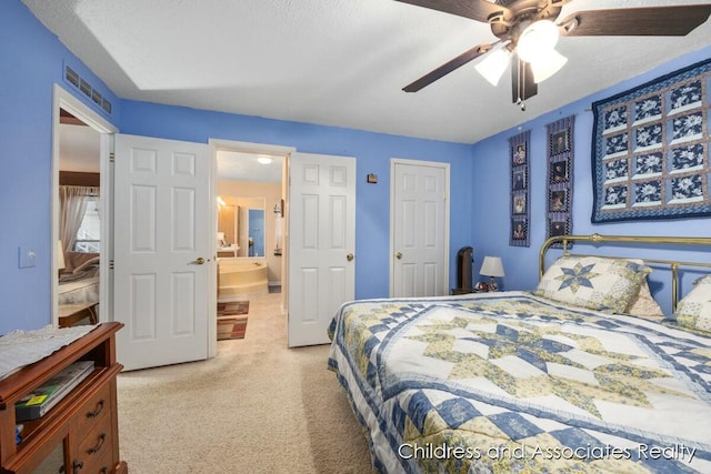 bedroom featuring carpet flooring and a ceiling fan