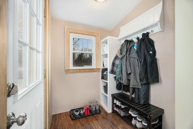 mudroom with wood finished floors