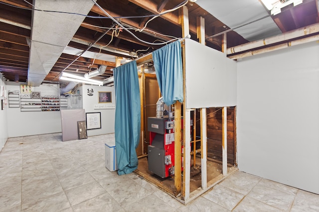 view of unfinished basement