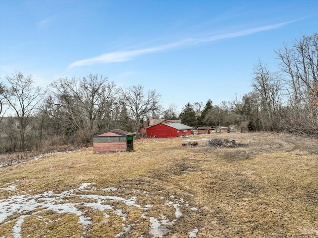 view of yard featuring an outbuilding and an outdoor structure