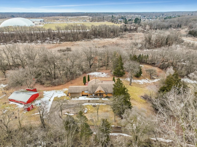 aerial view with a rural view