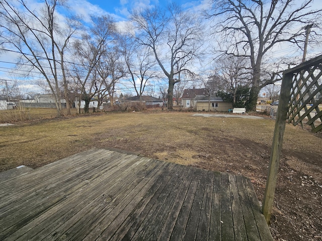 deck with fence and a lawn