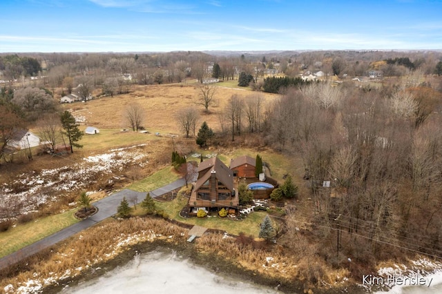 bird's eye view with a rural view