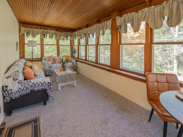 sunroom / solarium with wooden ceiling