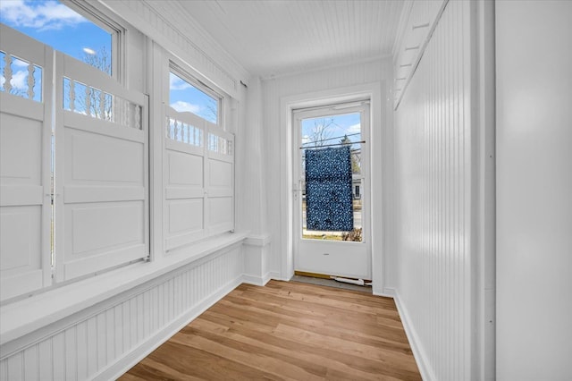 doorway featuring light wood-style flooring