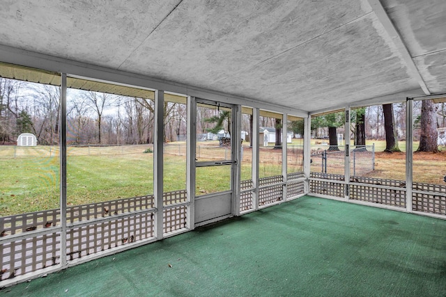 view of unfurnished sunroom