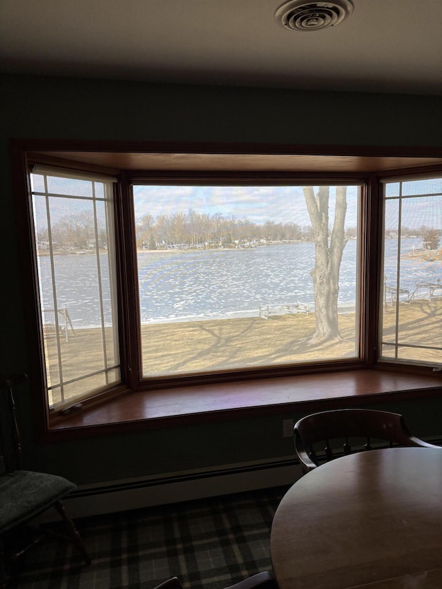 room details with a water view and visible vents