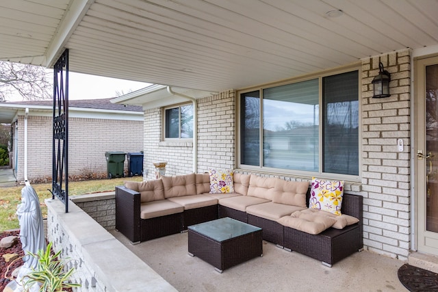 view of patio featuring a porch and an outdoor hangout area