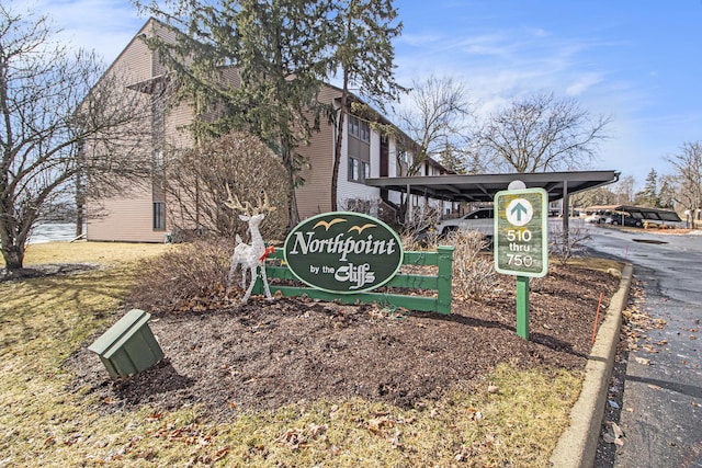 view of community sign