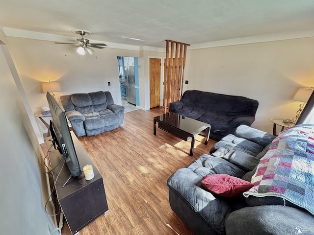 living area with light wood-style floors