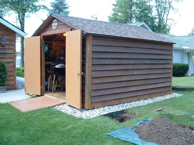 view of shed