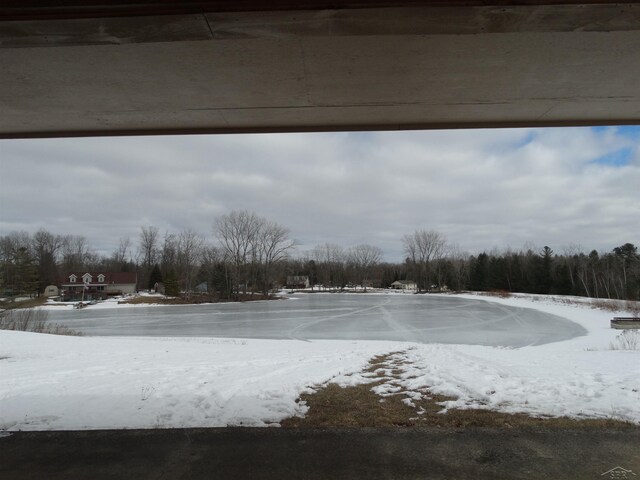 view of yard layered in snow