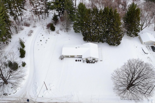 view of snowy aerial view