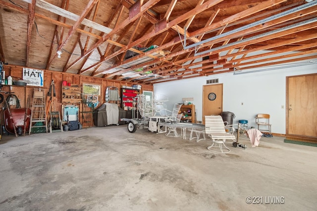 garage with visible vents