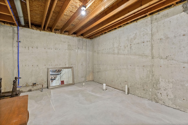 view of unfinished basement