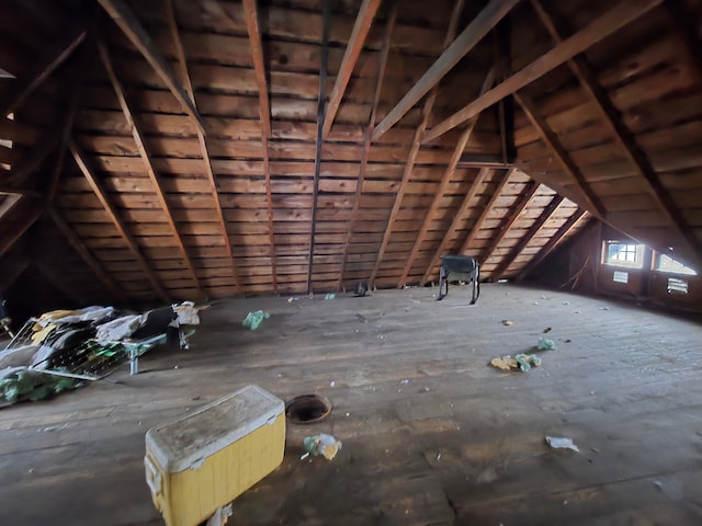 view of unfinished attic