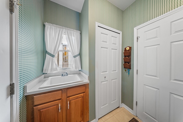 bathroom featuring vanity and tile patterned floors