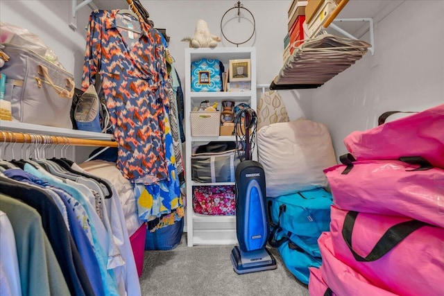 walk in closet with carpet floors