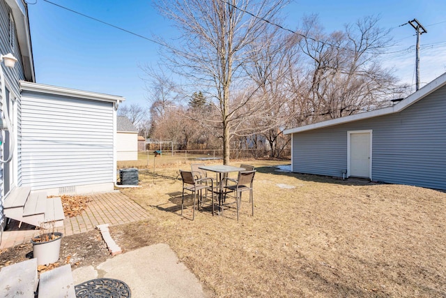 view of yard featuring a patio area and fence