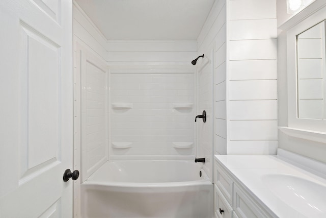 bathroom with bathing tub / shower combination and vanity