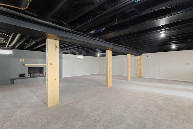 below grade area with carpet floors