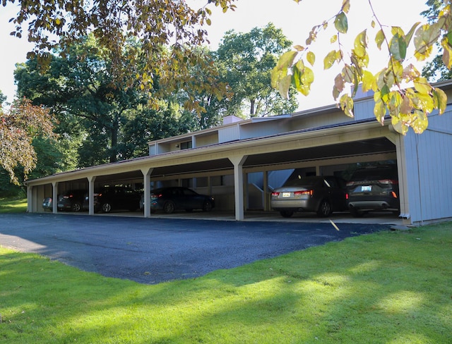 view of covered parking lot