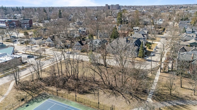 birds eye view of property with a residential view