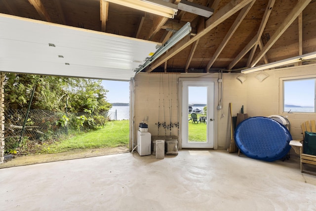 6863 Crystal Dr, Beulah, MI 49617 - garage with a water view