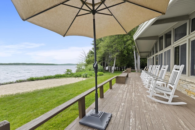 6863 Crystal Dr, Beulah, MI 49617 - view of patio / terrace featuring a deck with water view