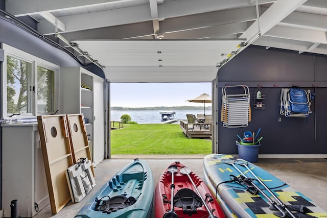 6863 Crystal Dr, Beulah, MI 49617 - garage featuring a water view
