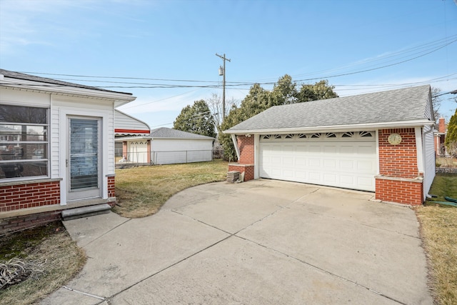 detached garage with fence