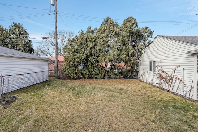 view of yard featuring a fenced backyard